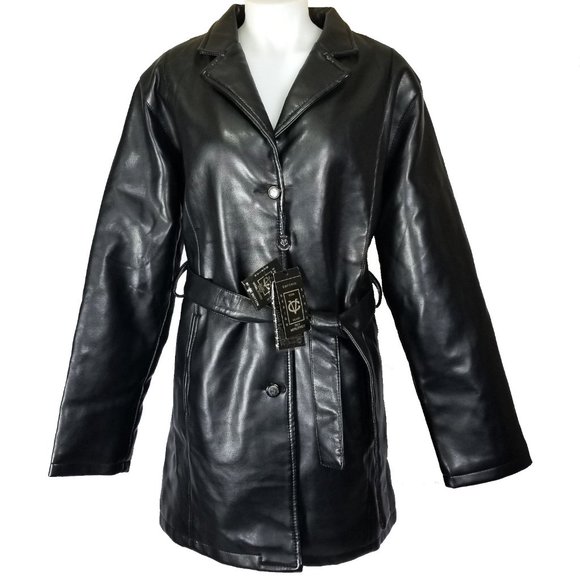 Emporio Armani Lambskin Buttery Soft Button Up Belted Womens 2XL Coat